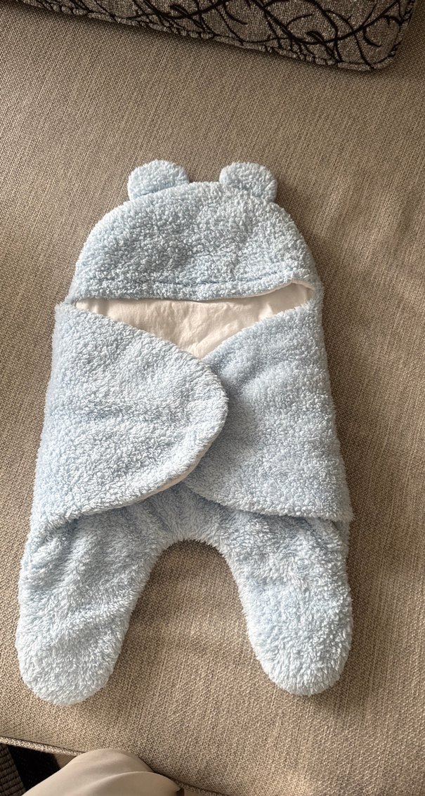 Mavi Bebek Battaniyesi, Peluş Kumaşlı kundak - Görsel 2