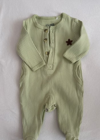 Düğmeli Uzun Kollu Bebek Tulum - Yeşil - Görsel 2