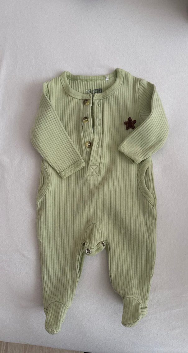 Düğmeli Uzun Kollu Bebek Tulum - Yeşil - Görsel 2