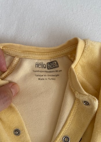 Sarı Bebek Tulum, Düğmeli, Uzun Kollu - Görsel 2