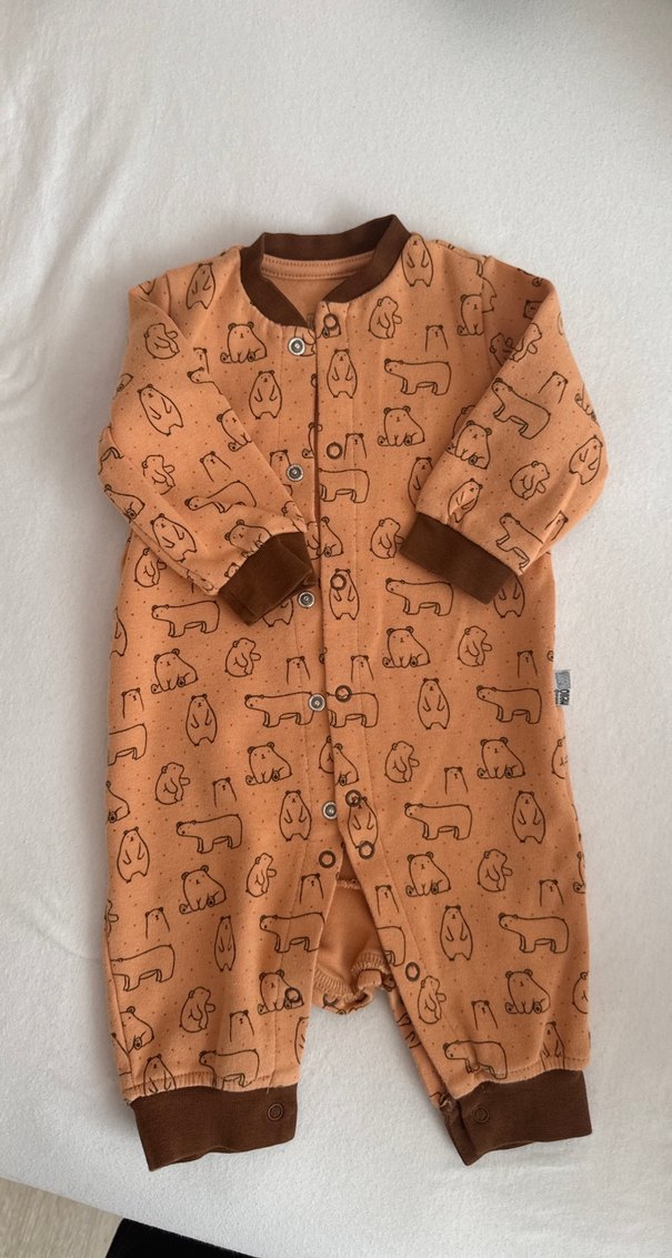 Kahverengi Uzun Kollu Bebek Tulum - Görsel 2