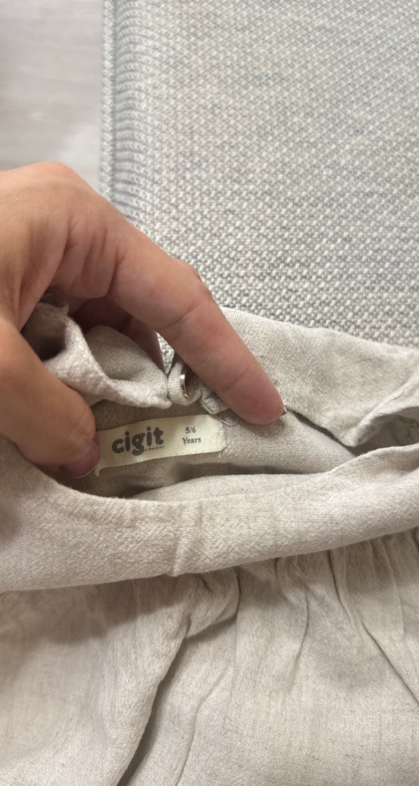 Kız Çocuk Keten Fırfırlı Kolsuz Elbise - Görsel 2