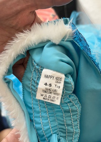 Mavi Kürklü Nakışlı Kız Çocuk Abiye Elbise. Elsa kostümü. - Görsel 6