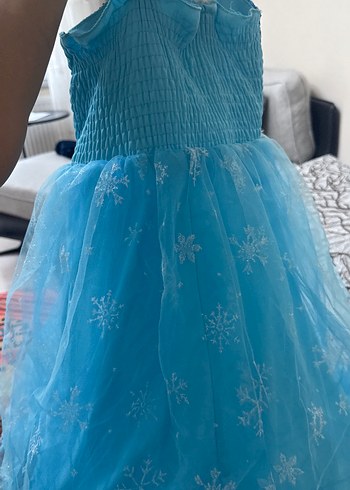 Diğer Mavi Kürklü Nakışlı Kız Çocuk Abiye Elbise. Elsa kostümü.