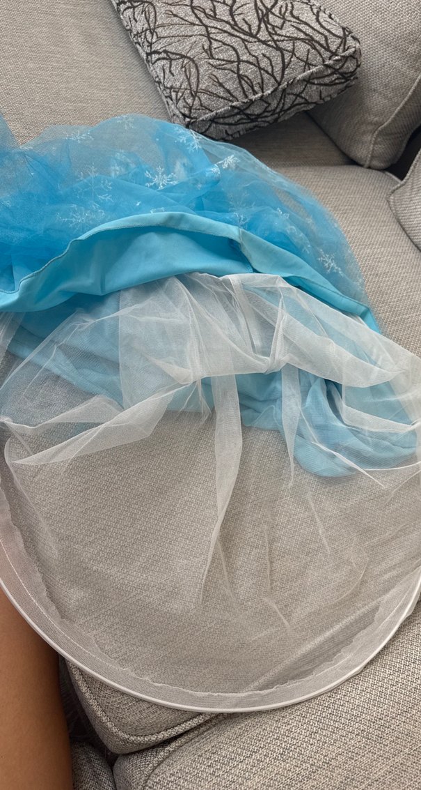 Mavi Kürklü Nakışlı Kız Çocuk Abiye Elbise. Elsa kostümü. - Görsel 5