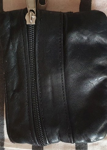 Kadın Siyah Biker Deri 3 gözlü cüzdan - Görsel 2