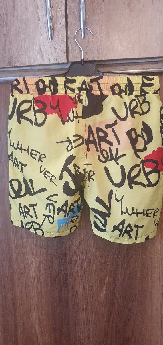 Sarı Baskılı Erkek Mini Streetwear Şort - Görsel 3