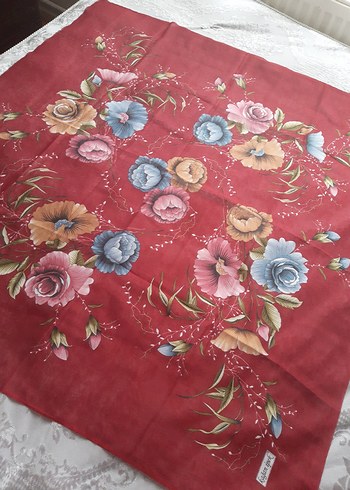 Dantel Detaylı Koyu Kırmızı Bohem Kadın Fuları - Görsel 2