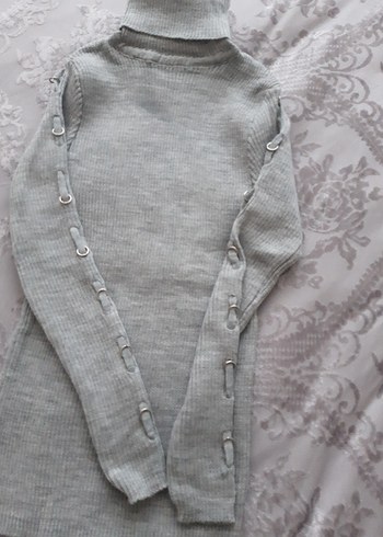 Gri Balıkçı Yaka Kadın Triko Kazak - Görsel 2