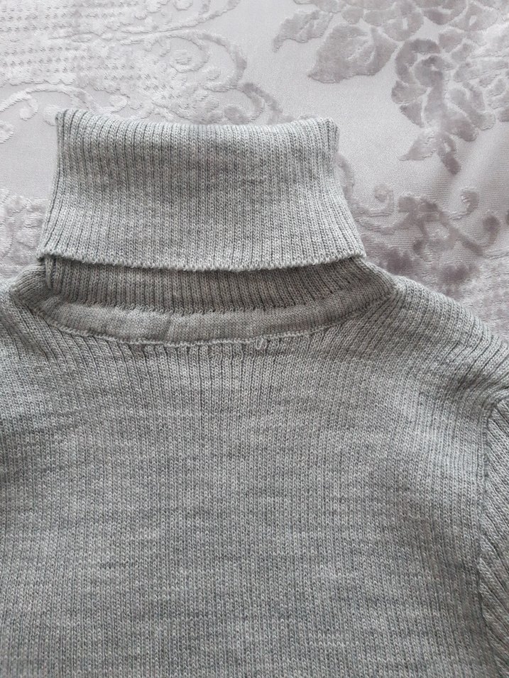 Gri Balıkçı Yaka Kadın Triko Kazak - Görsel 3