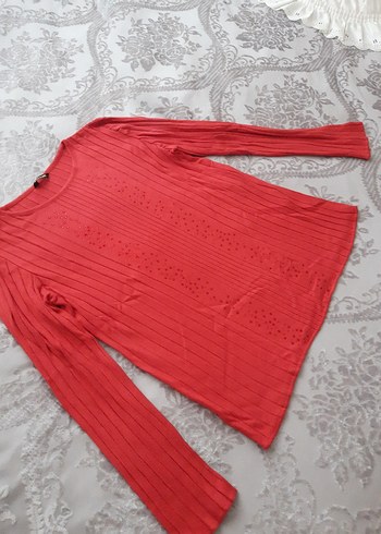 Kırmızı Kadın Triko Uzun Kollu Kazak - Görsel 4