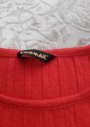 Kırmızı Kadın Triko Uzun Kollu Kazak - Görsel 3