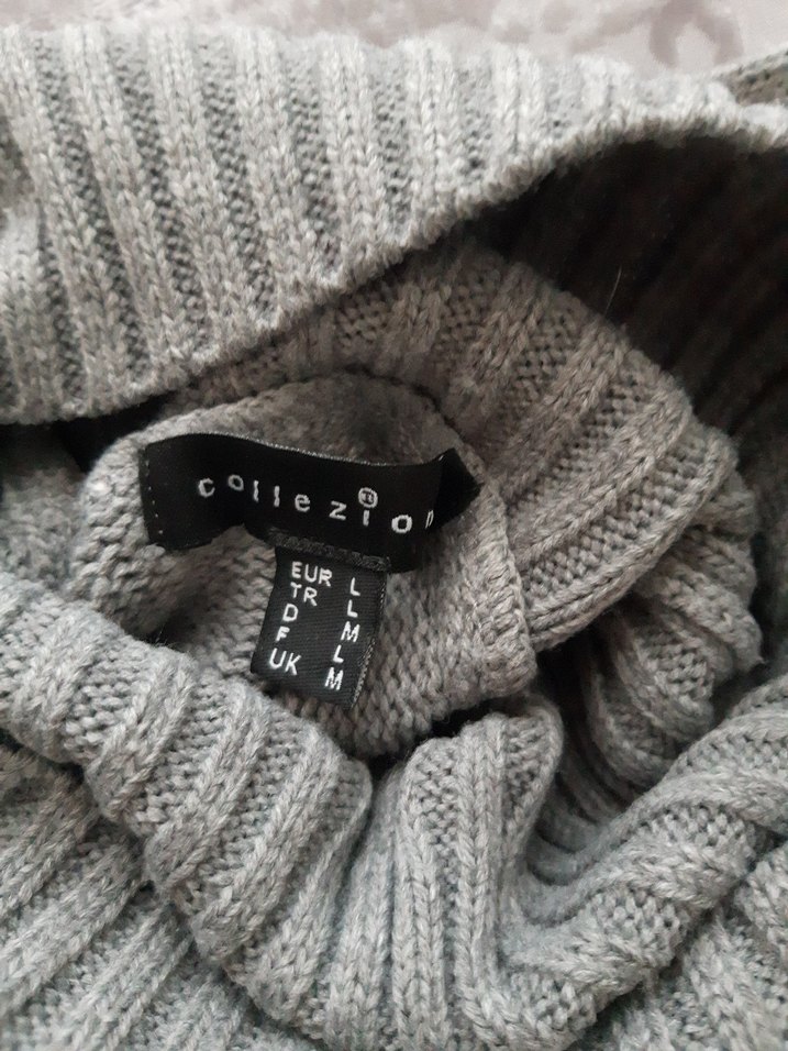 Kadın Gri Boğazlı Uzun Triko Kazak - Görsel 5