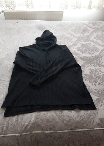 Siyah Kapüşonlu Kadın Sweatshirt - Görsel 5