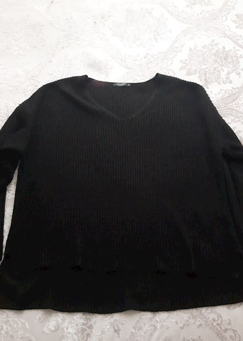 Siyah Kadın Triko Kazak, Uzun Kollu, Salaş - Görsel 5