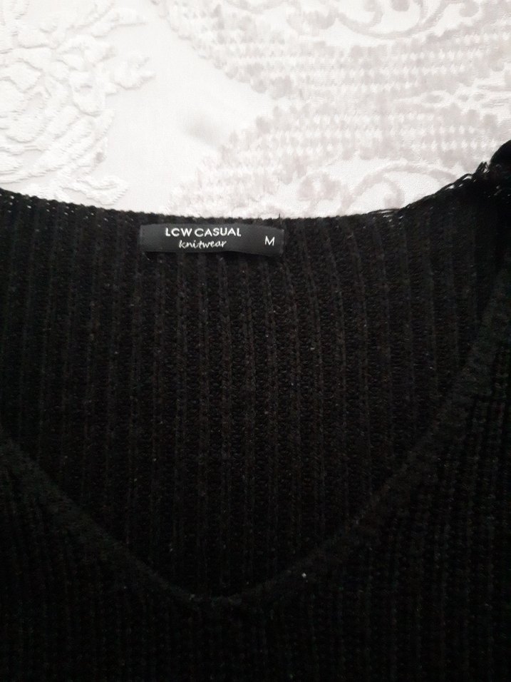 Siyah Kadın Triko Kazak, Uzun Kollu, Salaş - Görsel 4