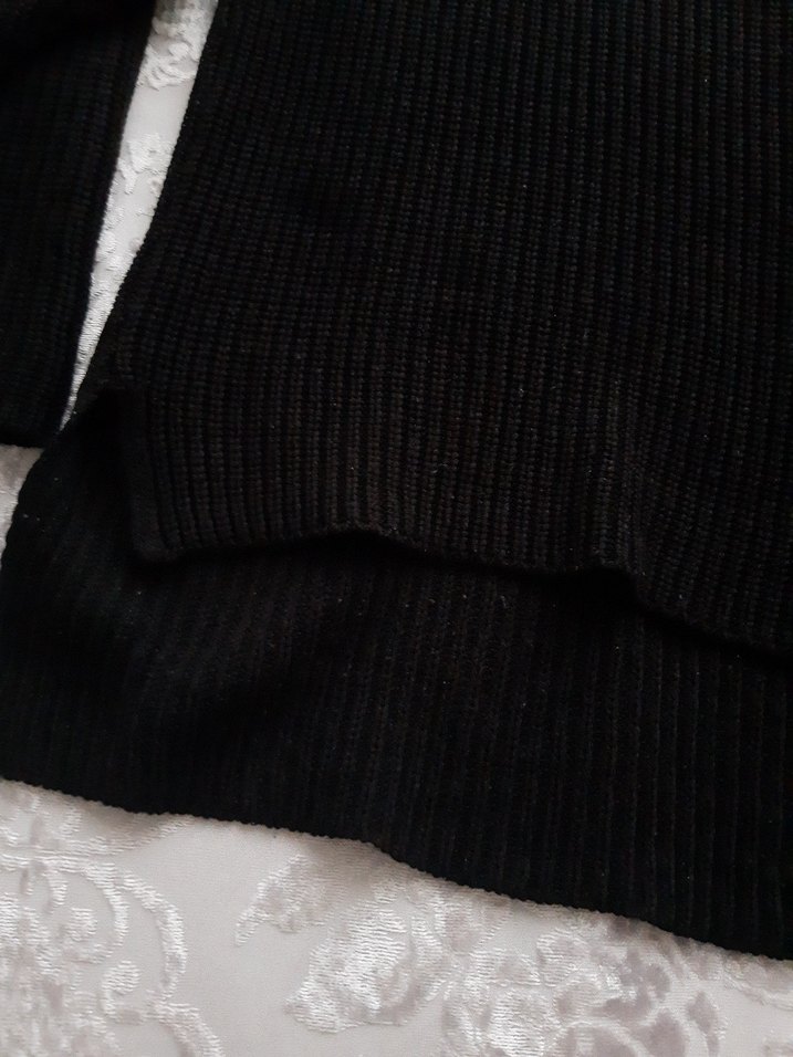 Siyah Kadın Triko Kazak, Uzun Kollu, Salaş - Görsel 2