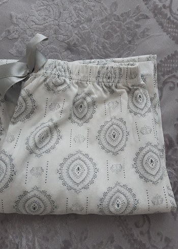 46 Beden gri Renk Bohem Gri Bağcıklı Kadın Pijama 3 XL