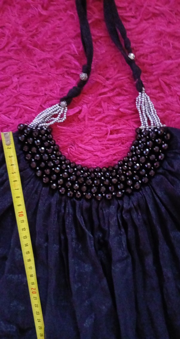 Siyah Nakışlı Midi Straplez Kadın Elbise - Görsel 3