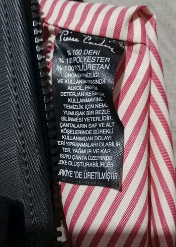Beden siyah Renk Pierre Cardin Siyah Deri Fermuarlı Kadın Çanta
