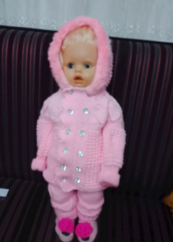 Kapüşonlu Pembe Örgü Bebek TSKİMİY - Görsel 2