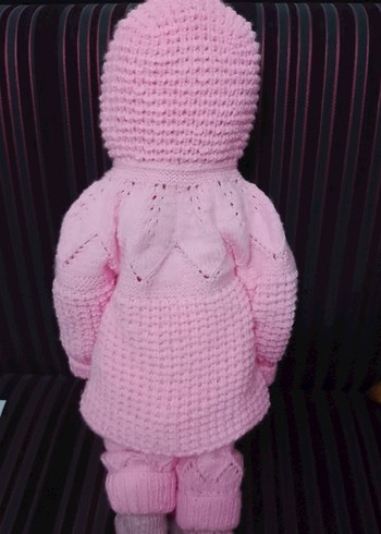 Kapüşonlu Pembe Örgü Bebek TSKİMİY - Görsel 4