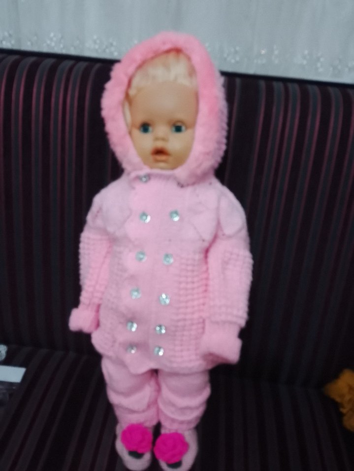 Kapüşonlu Pembe Örgü Bebek TSKİMİY - Görsel 2