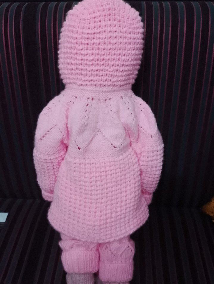 Kapüşonlu Pembe Örgü Bebek TSKİMİY - Görsel 4