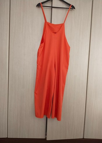 Drapeli Turuncu Saten Tulum - Görsel 5