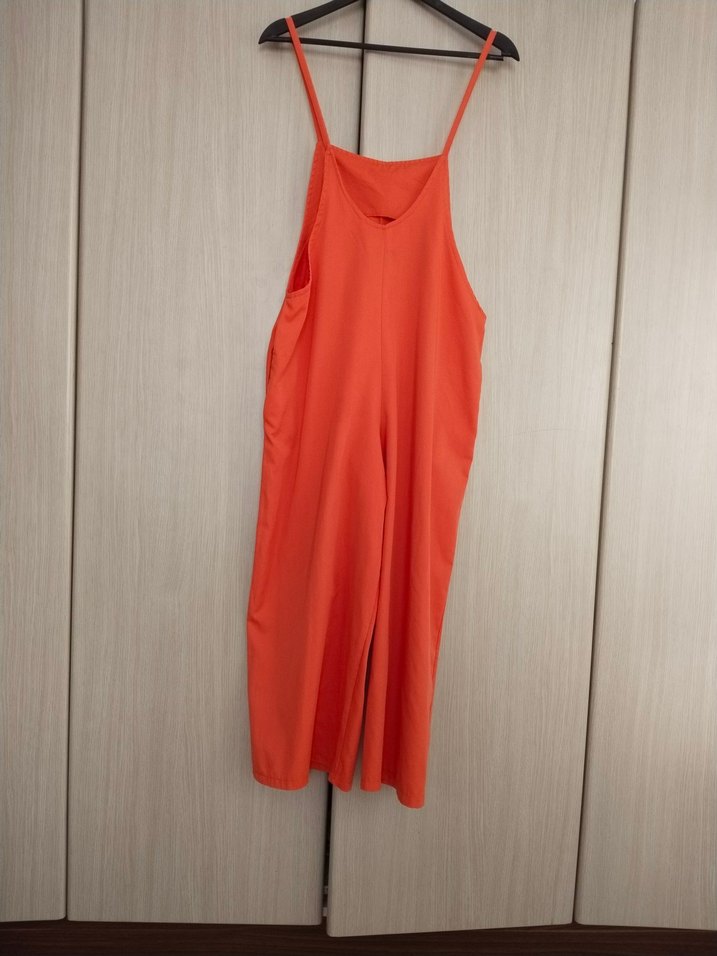 Drapeli Turuncu Saten Tulum - Görsel 5