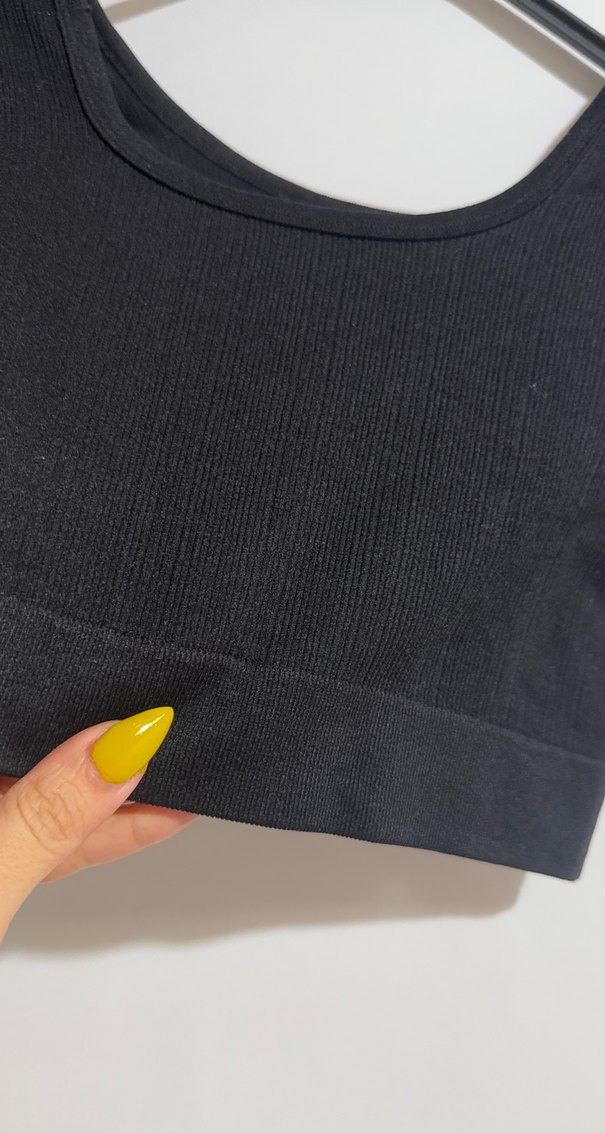 Siyah Kısa Kollu Crop Top - Görsel 3