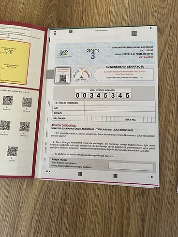Üçdörtbeş Ayt Matematik Branş Deneme