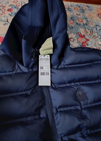 Benetton 11-12 yaş Lacivert kalın Dolgulu Kapüşonlu  Mont - Görsel 2