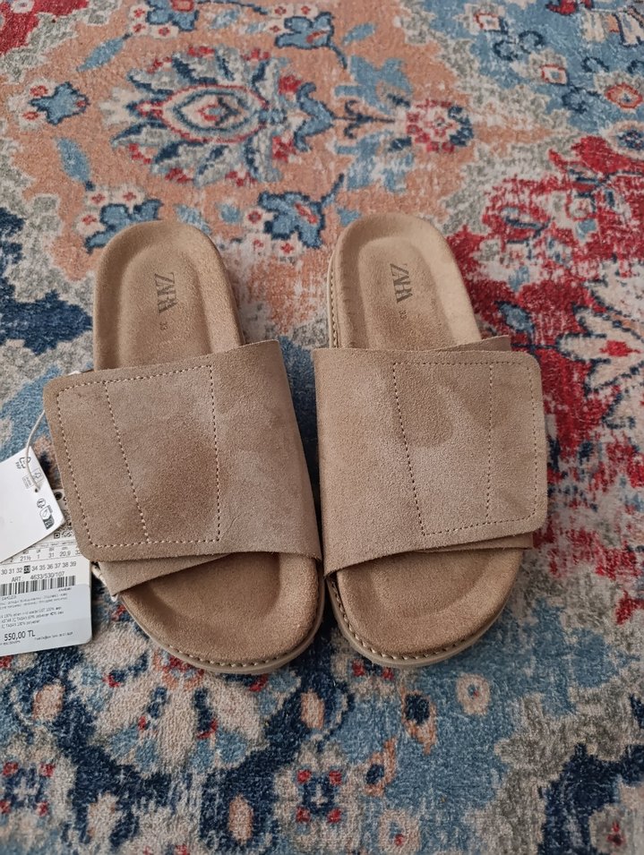 zara 33 nmr Bej Süet Terlik - Görsel 2