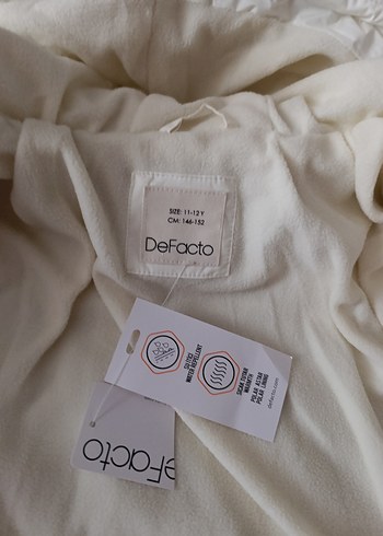 DeFacto 11-12 yaş Siyah Beyaz Kapüşonlu Midi Mont - Görsel 7