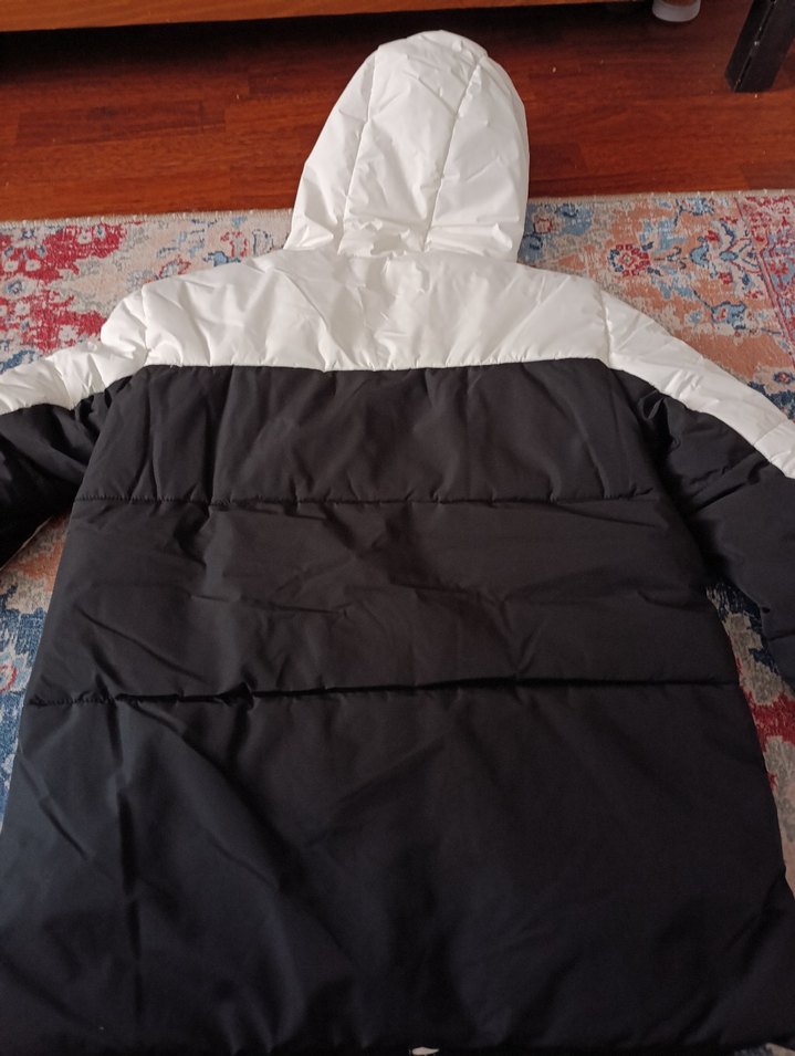 DeFacto 11-12 yaş Siyah Beyaz Kapüşonlu Midi Mont - Görsel 5