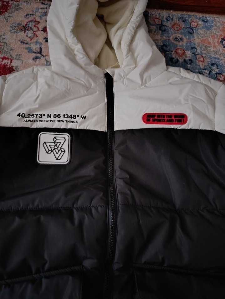 DeFacto 11-12 yaş Siyah Beyaz Kapüşonlu Midi Mont - Görsel 2