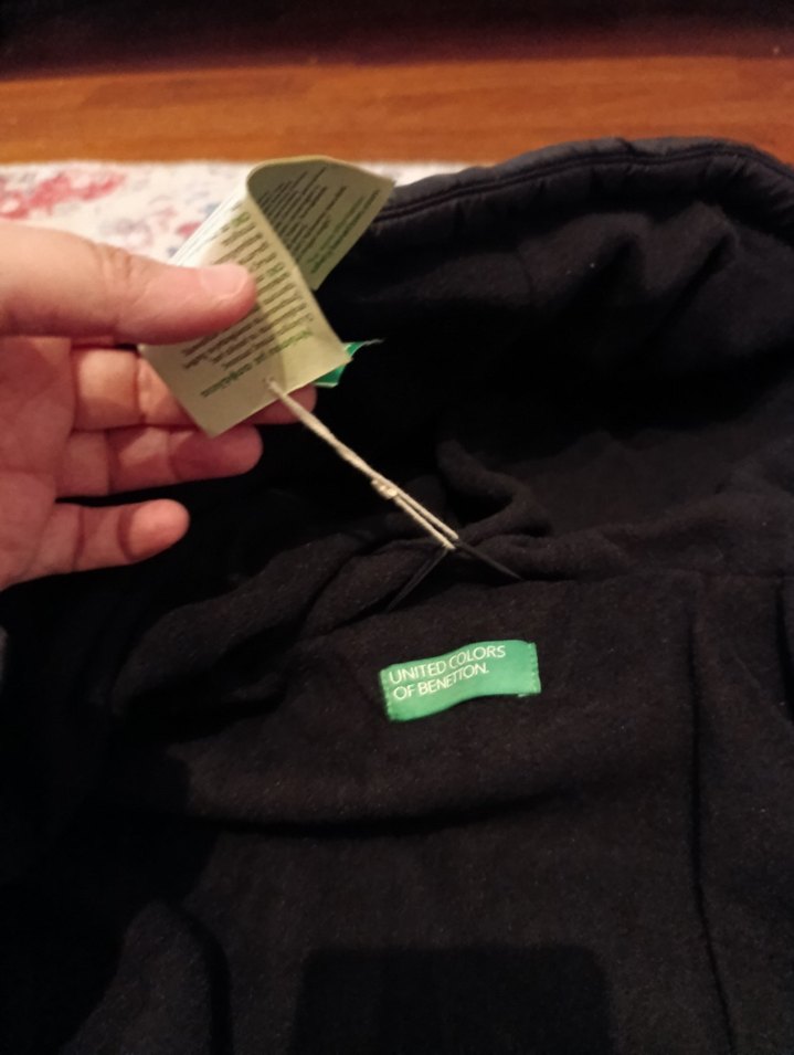 Benetton 11-12 yaş Kapüşonlu Siyah Kışlık Mont - Görsel 5