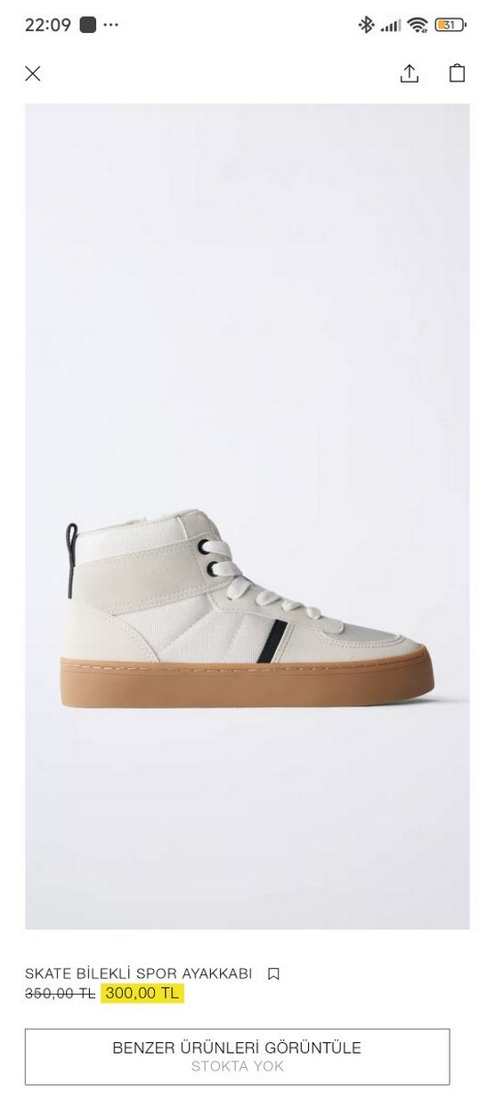 Zara 35nmr Beyaz Erkek çocuk  Spor Ayakkabı - Görsel 2