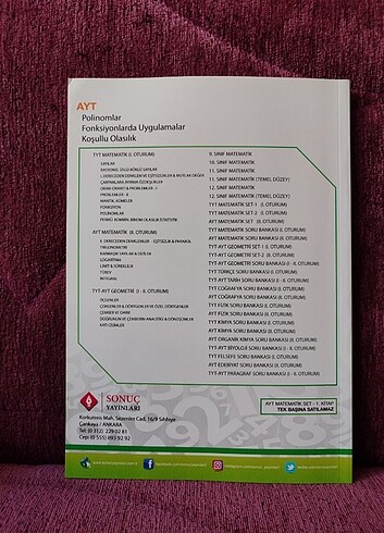  Sonuç Yayınları AYT Matematik Seti 1. Kitap