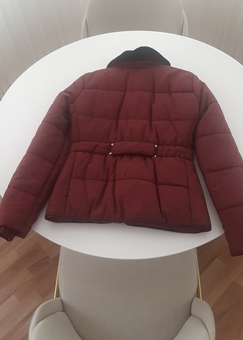 Adil Işık Bordo Kadın Midi Kaban Kürklü Yaka