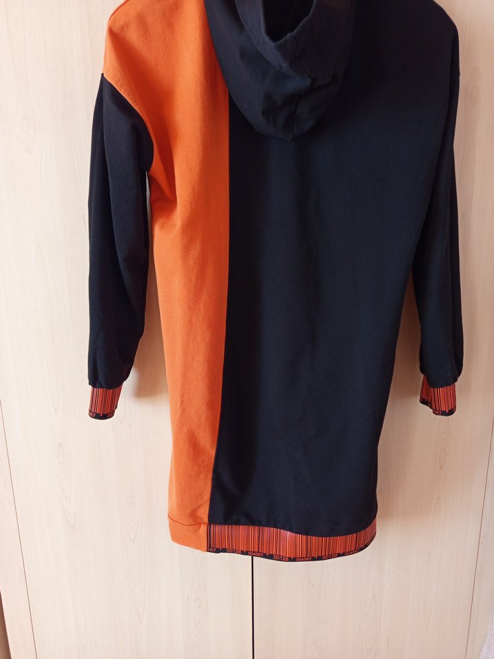 Siyah Turuncu Uzun Kollu Oversize Sweatshirt - Görsel 2
