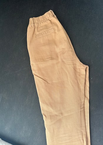 Bej Rahat Kesim Keten Kadın Pantolon - Görsel 2