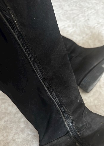Siyah Süet Kadın Dizüstü Botlar - Görsel 4