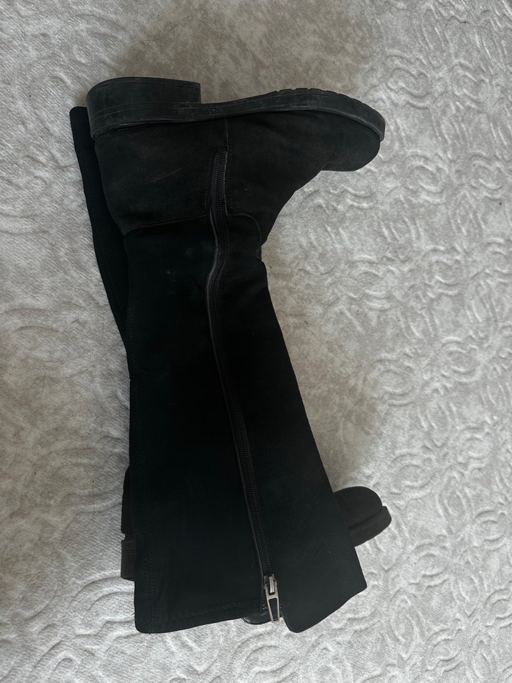 Siyah Süet Kadın Dizüstü Botlar - Görsel 3