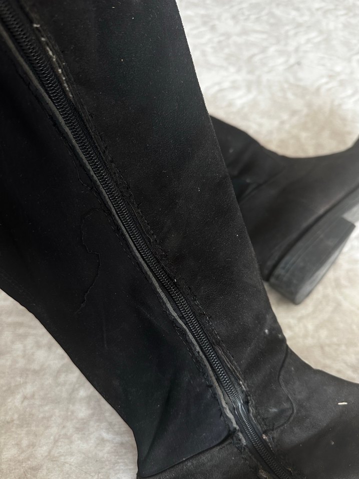 Siyah Süet Kadın Dizüstü Botlar - Görsel 4