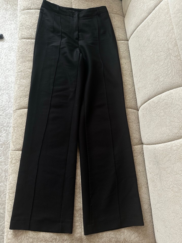 Kadın Siyah Kemerli Kumaş Pantolon - Görsel 3