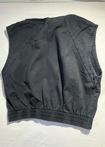 Kızlar İçin Siyah Kolsuz Keten Tişört - Görsel 2