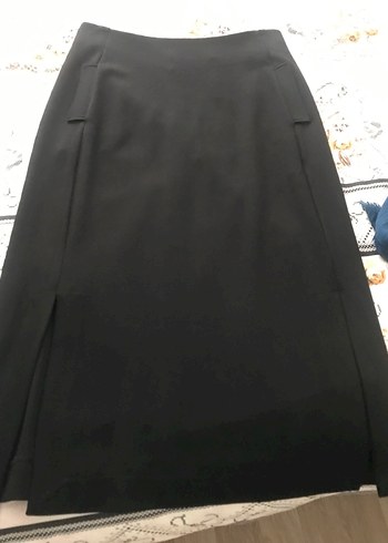 Siyah Uzun Kadın Etek Yırtmaçlı
