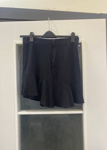 Siyah Süet Volanlı Mini Etek - Görsel 2